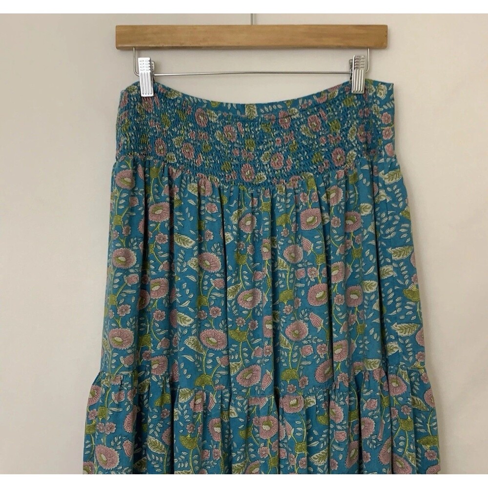 NATURAL LIFE Teal Paisley Maxi Skirt with Pink and Green Accents - Picture 6 of 8